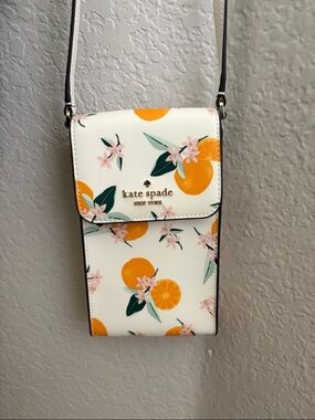 Kate Spade White Orange Blossom Floral Crossbody Phone Pouch